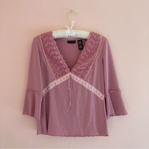 New York & Company Pink Lace Blouse